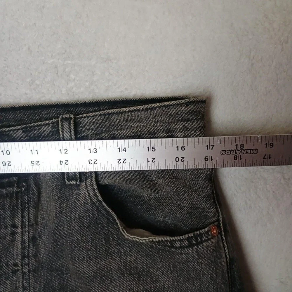 Levis 501 93 Jeans Mens 32x34 Gray Straight Acid Wash Classic Denim Button Fly